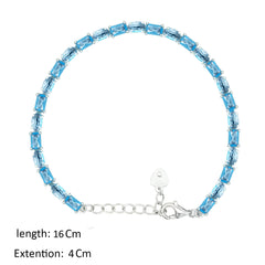 Asfour Creations Tennis Bracelet With Aquamarine Pear Design In 925 Sterling Silver – BD0350-M