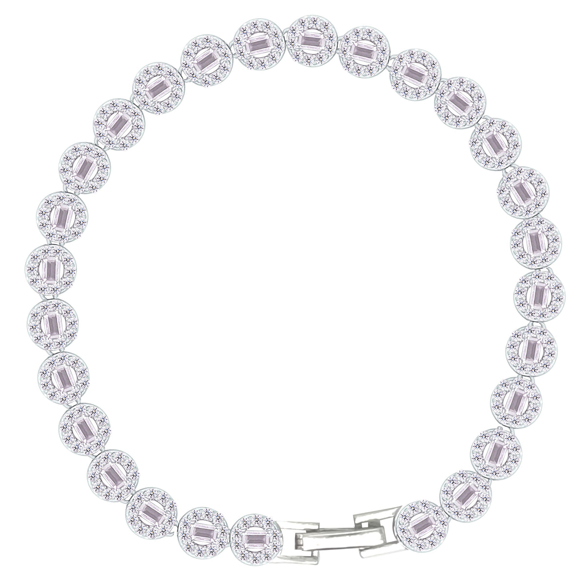 Asfour Crystal Tennis Bracelet With Turquoise Pear & Emerald Zircon In 925 Sterling Silver