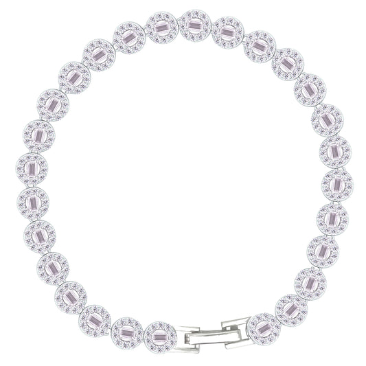 Asfour Crystal Tennis Bracelet With Turquoise Pear & Emerald Zircon In 925 Sterling Silver