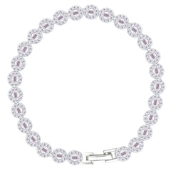 Asfour Crystal Tennis Bracelet With Turquoise Pear & Emerald Zircon In 925 Sterling Silver