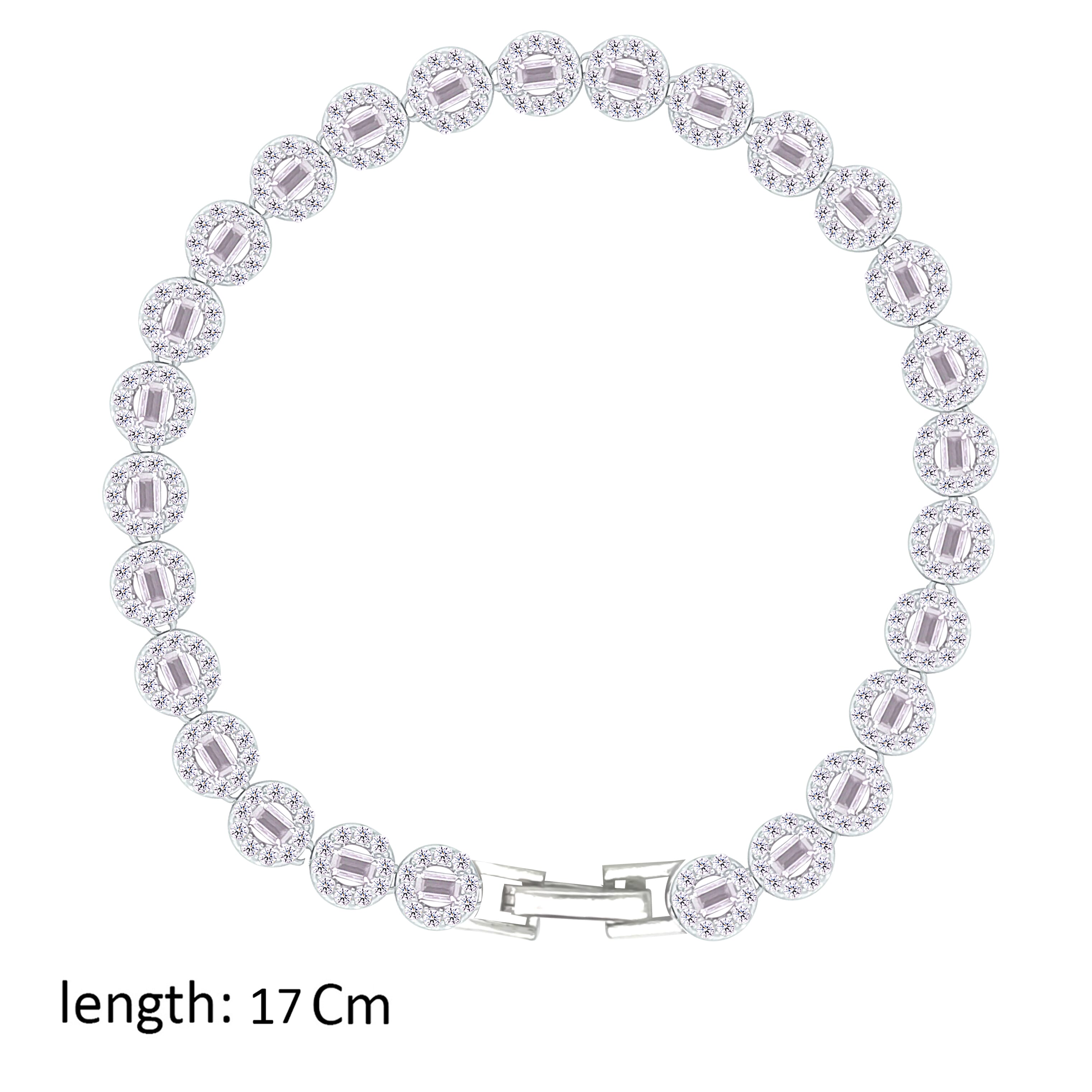 Asfour Crystal Tennis Bracelet With Decorative Round Design In 925 Sterling Silver-BD0351-O
