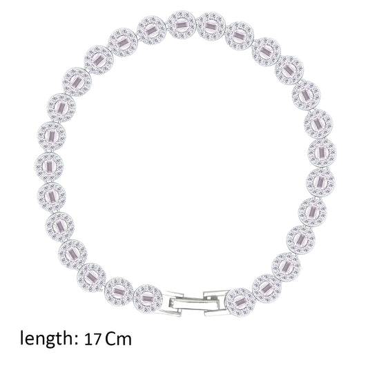 Asfour Creations Tennis Bracelet With Decorative Round Design In 925 Sterling Silver – BD0351-O