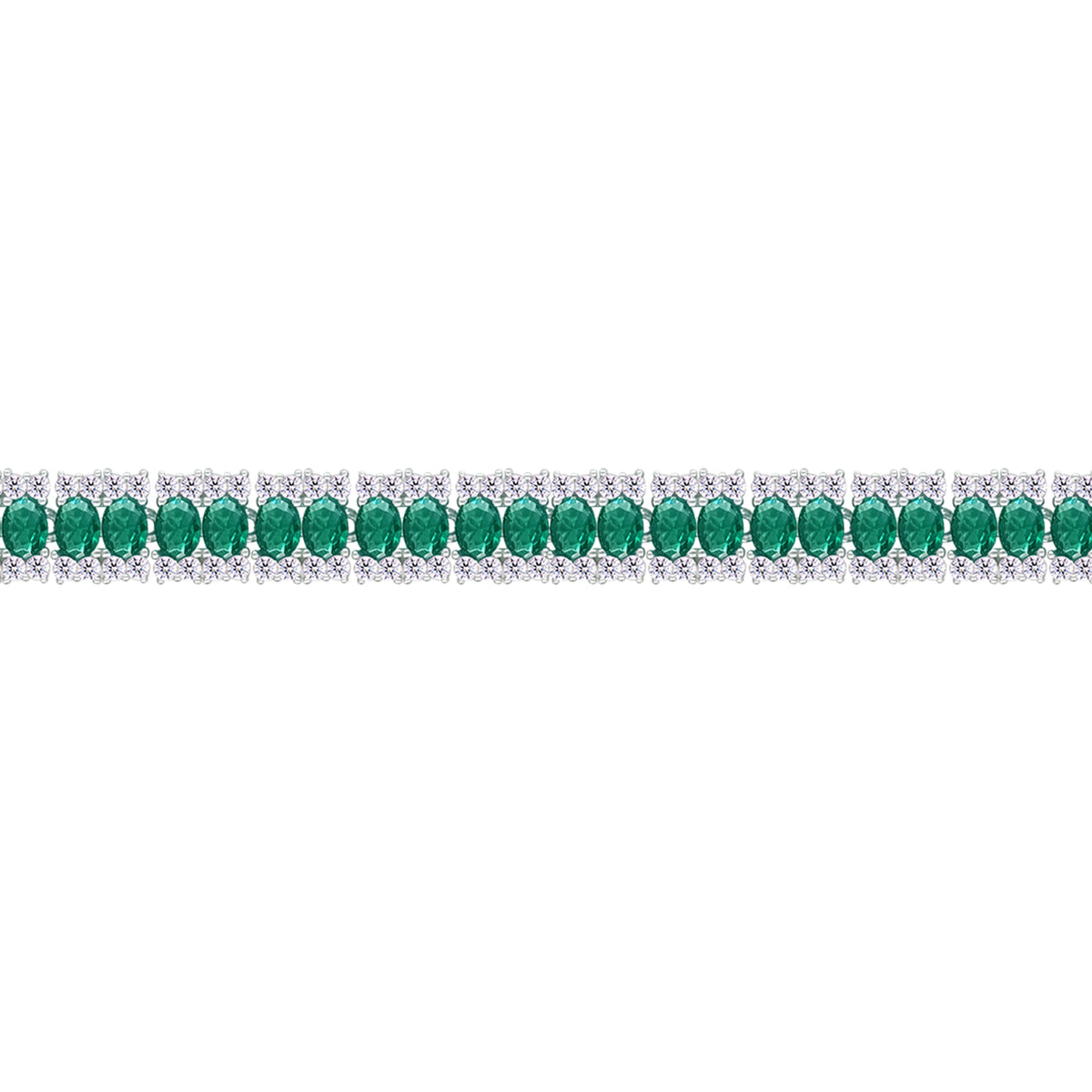 Asfour Crystal Tennis Bracelet With Turquoise Pear & Emerald Zircon In 925 Sterling Silver