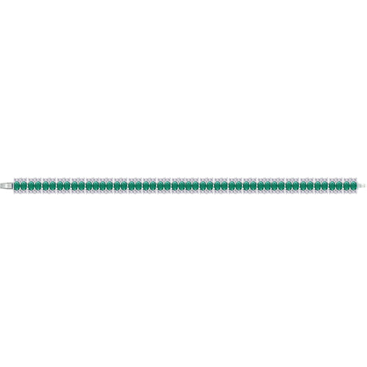 Asfour Creations Tennis Bracelet With Emerald Oval Stones In 925 Sterling Silver – BD0352-WG