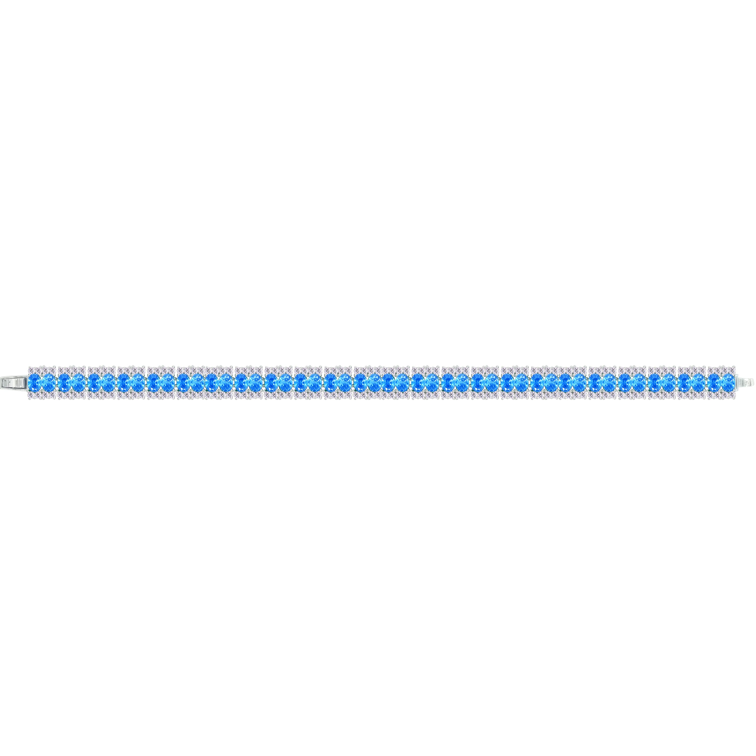 Asfour Crystal Tennis Bracelet With Light Blue Oval Stones In 925 Sterling Silver-BD0352-WLB