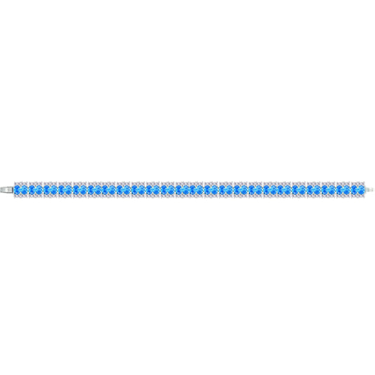 Asfour Creations Tennis Bracelet With Light Blue Oval Stones In 925 Sterling Silver – BD0352-WLB