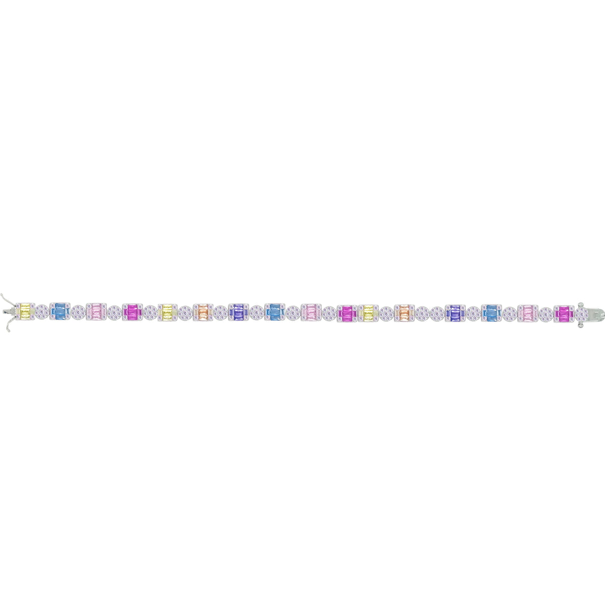 Asfour Crystal Tennis Bracelet With Turquoise Pear & Emerald Zircon In 925 Sterling Silver