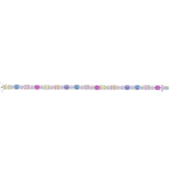 Asfour Crystal Tennis Bracelet With Turquoise Pear & Emerald Zircon In 925 Sterling Silver