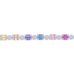 Asfour Creations Tennis Bracelet With Multicolor Zircon Stones In 925 Sterling Silver – BD0353-K
