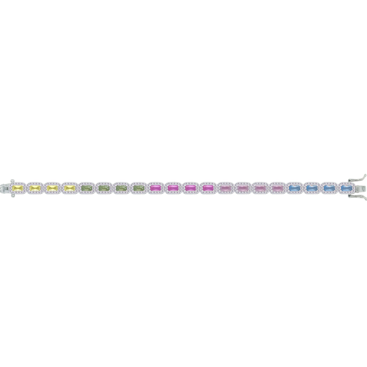 Asfour Crystal Tennis Bracelet With Turquoise Pear & Emerald Zircon In 925 Sterling Silver