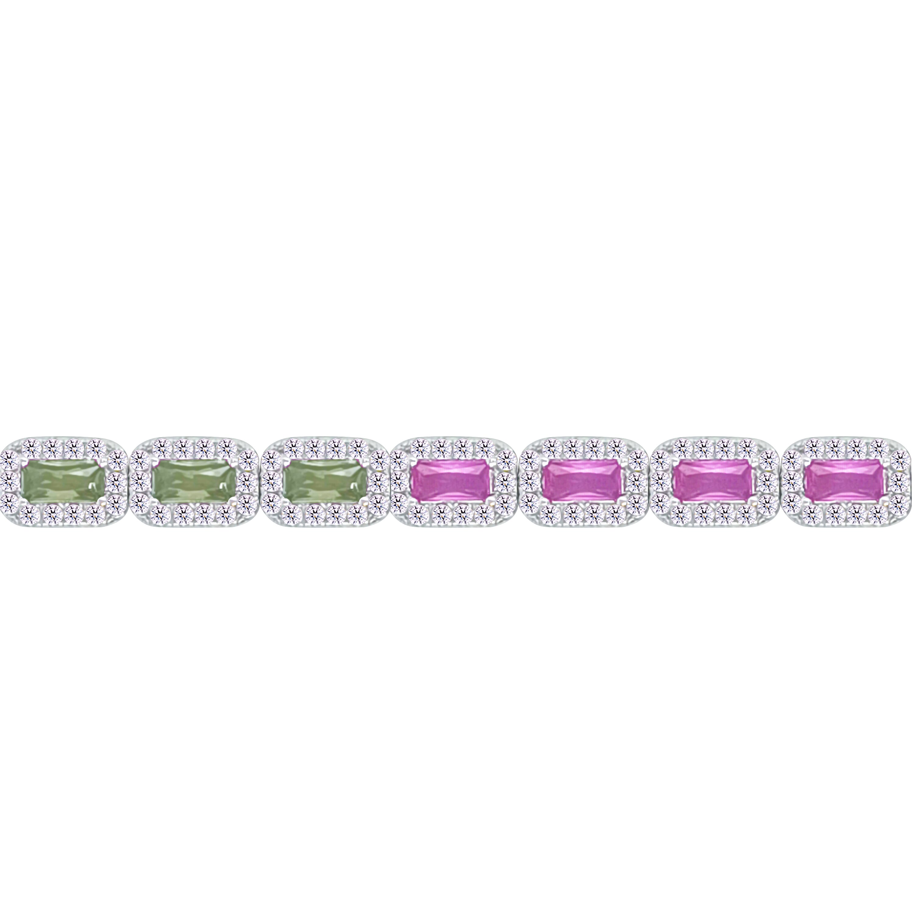 Asfour Crystal Tennis Bracelet With Multi Color Zircon Stones In 925 Sterling Silver-BD0355-K