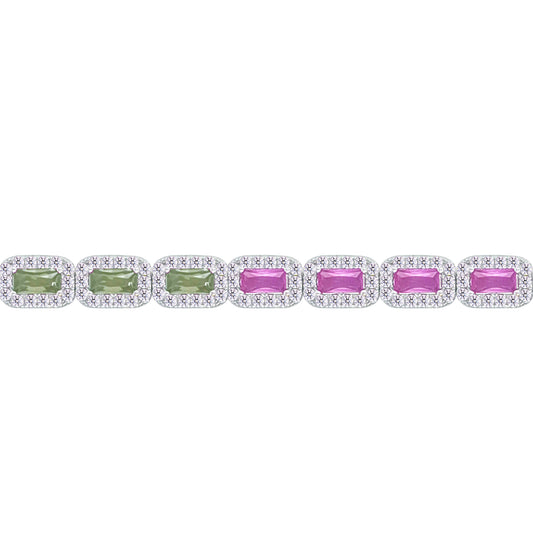 Asfour Creations Tennis Bracelet With Multicolor Zircon Stones In 925 Sterling Silver – BD0355-K