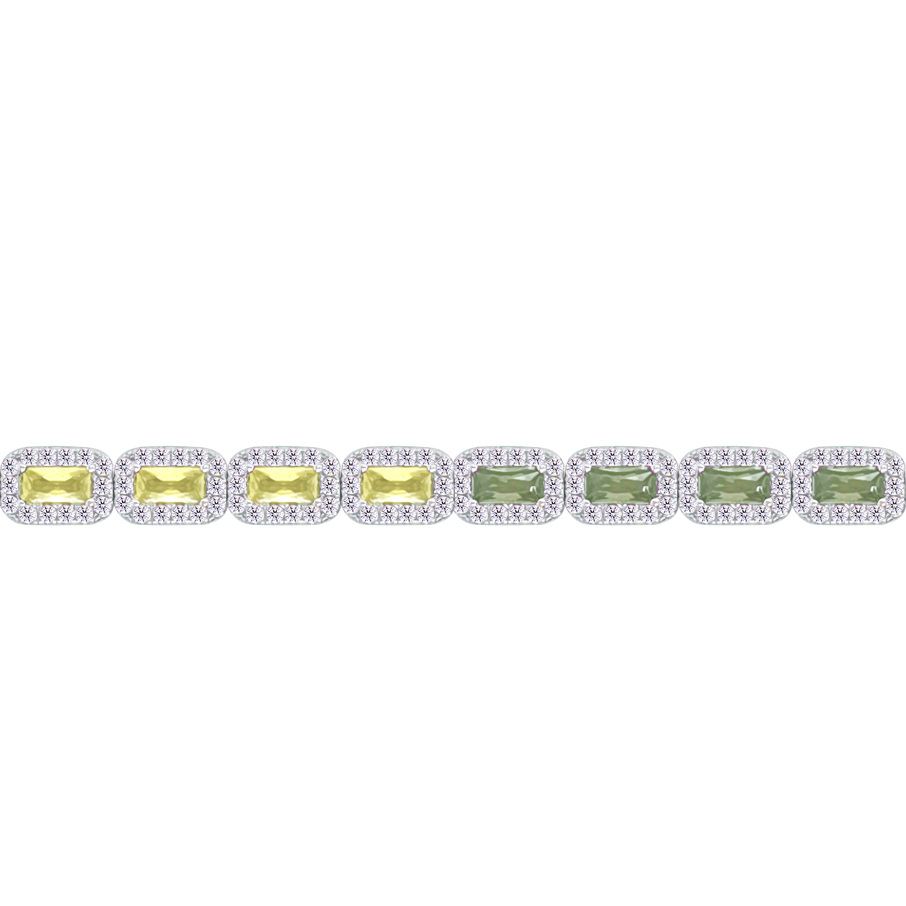 Asfour Crystal Tennis Bracelet With Multi Color Zircon Stones In 925 Sterling Silver-BD0355-K