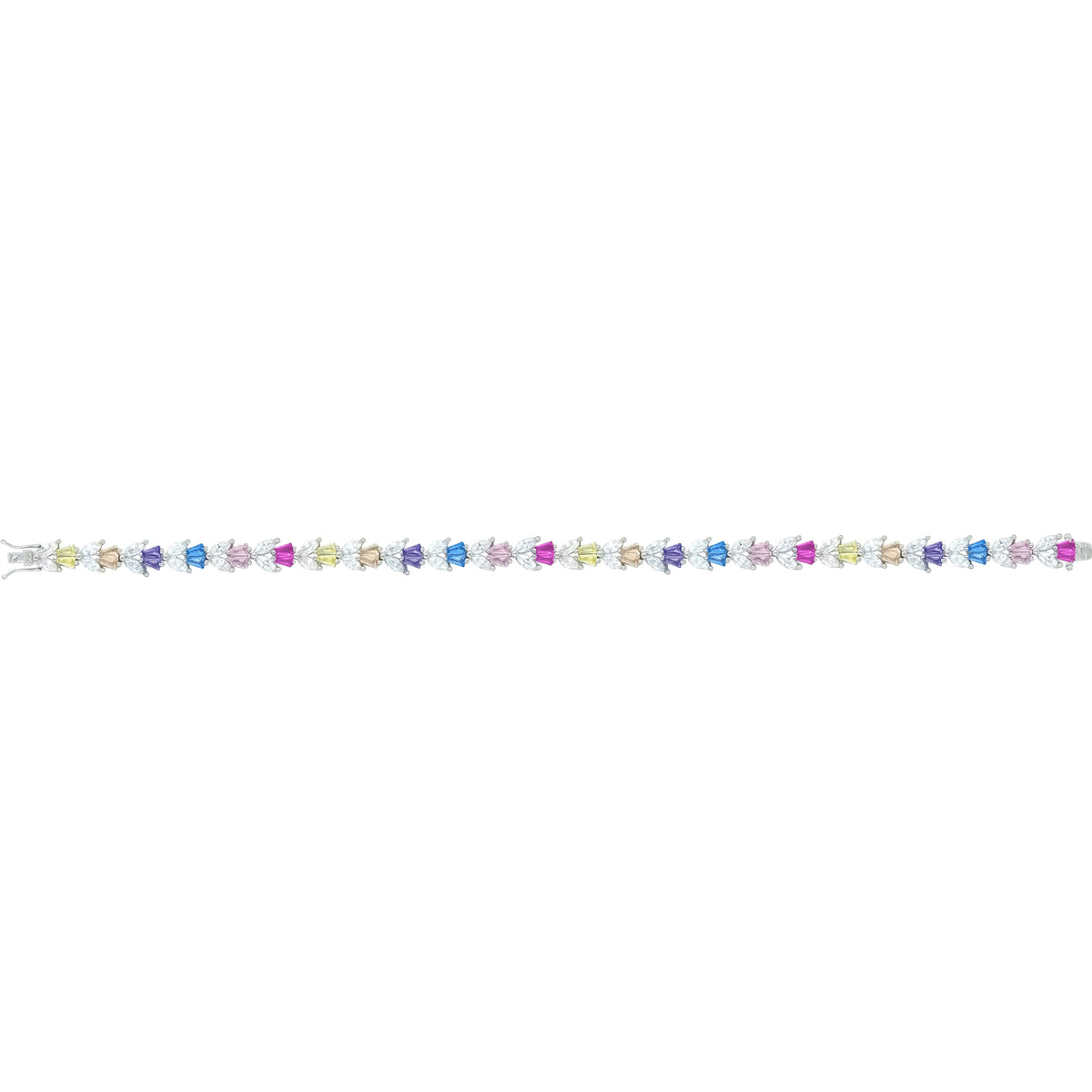 Asfour Crystal Tennis Bracelet With Turquoise Pear & Emerald Zircon In 925 Sterling Silver