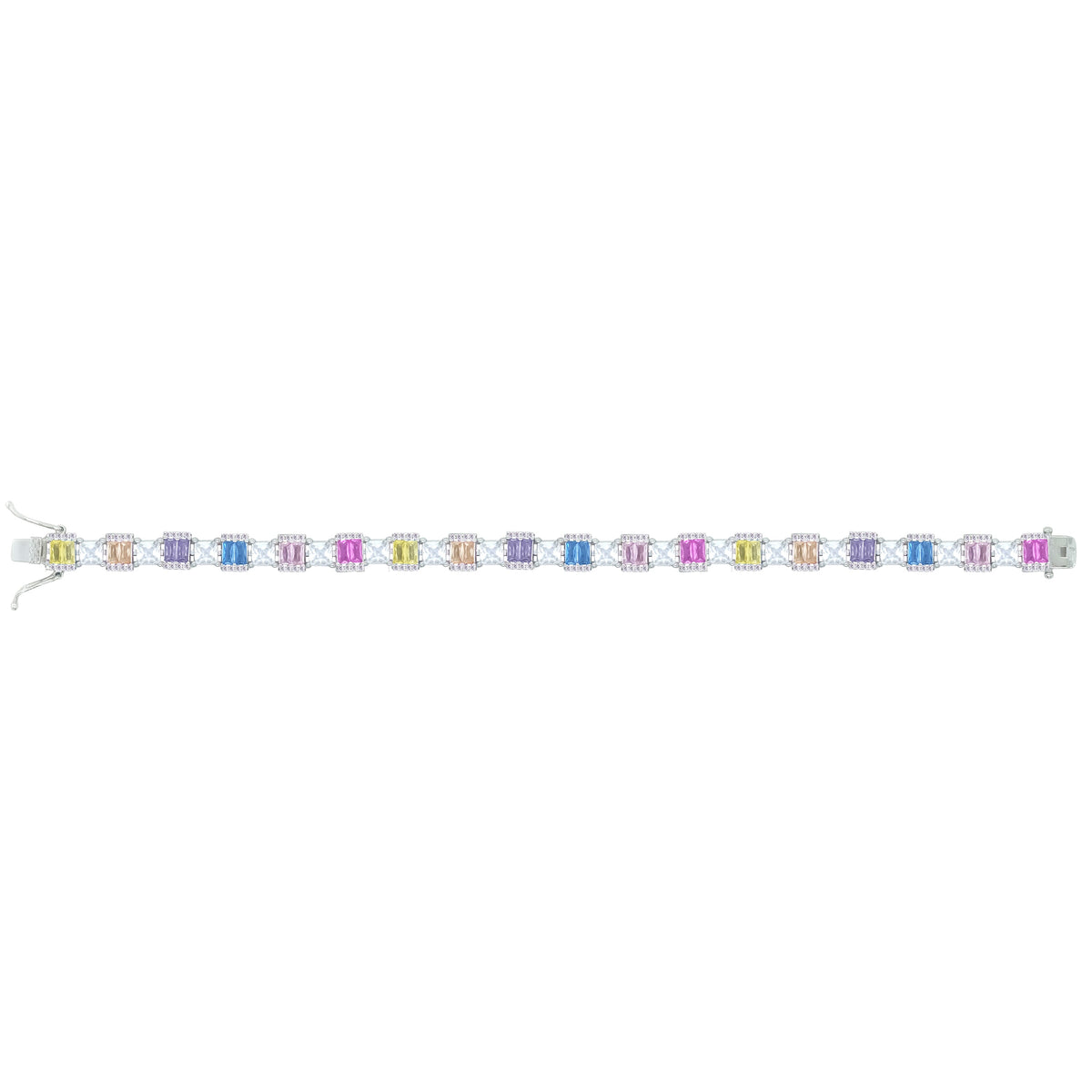 Asfour Crystal Tennis Bracelet With Turquoise Pear & Emerald Zircon In 925 Sterling Silver