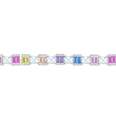 Asfour Creations Tennis Bracelet With Multicolor Zircon Stones In 925 Sterling Silver – BD0358-K