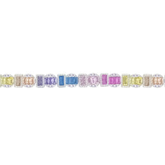 Asfour Creations Tennis Bracelet With Multicolor Zircon Stones In 925 Sterling Silver – BD0359-K