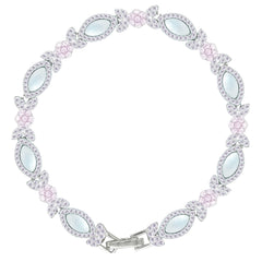 Asfour Crystal Tennis Bracelet With Turquoise Pear & Emerald Zircon In 925 Sterling Silver
