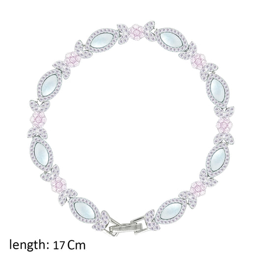 Asfour Creations Tennis Bracelet With Rose Flower Design In 925 Sterling Silver – BD0360-WO