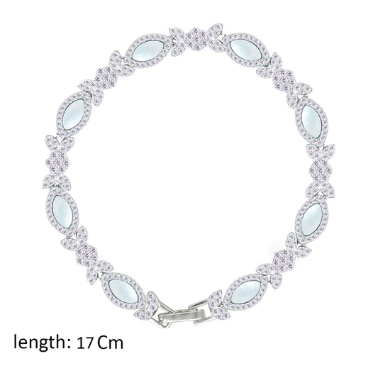 Asfour Creations Tennis Bracelet With Flower Design In 925 Sterling Silver – BD0360-W