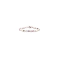 Asfour Tennis Bracelet In 925 Sterling Silver Stone Zircon Baguette And Round