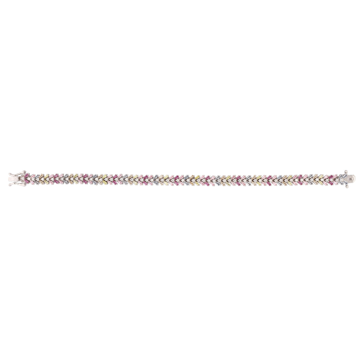 Asfour Tennis Bracelets In 925 Sterling Silver Stone Zircon Baguette And Round