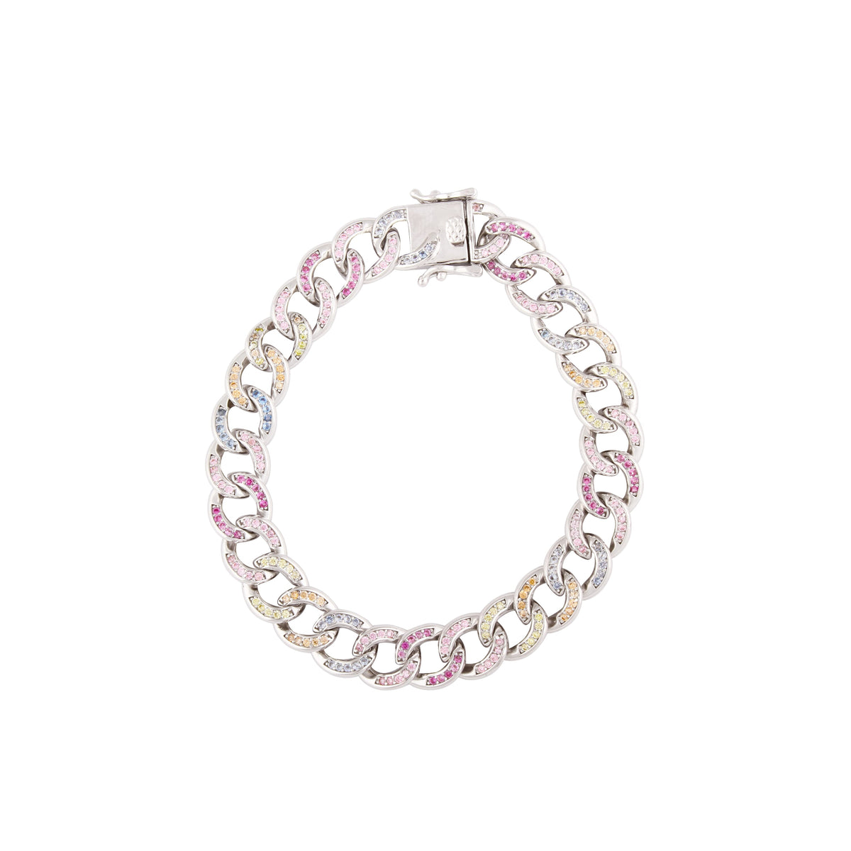 Asfour Chain Bracelet In 925 Sterling Silver Stone Zircon Round