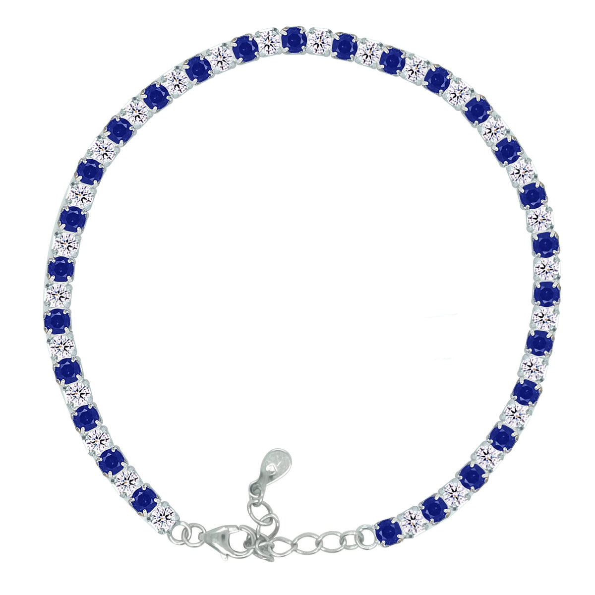 Asfour Crystal Tennis Bracelet With Turquoise Pear & Emerald Zircon In 925 Sterling Silver