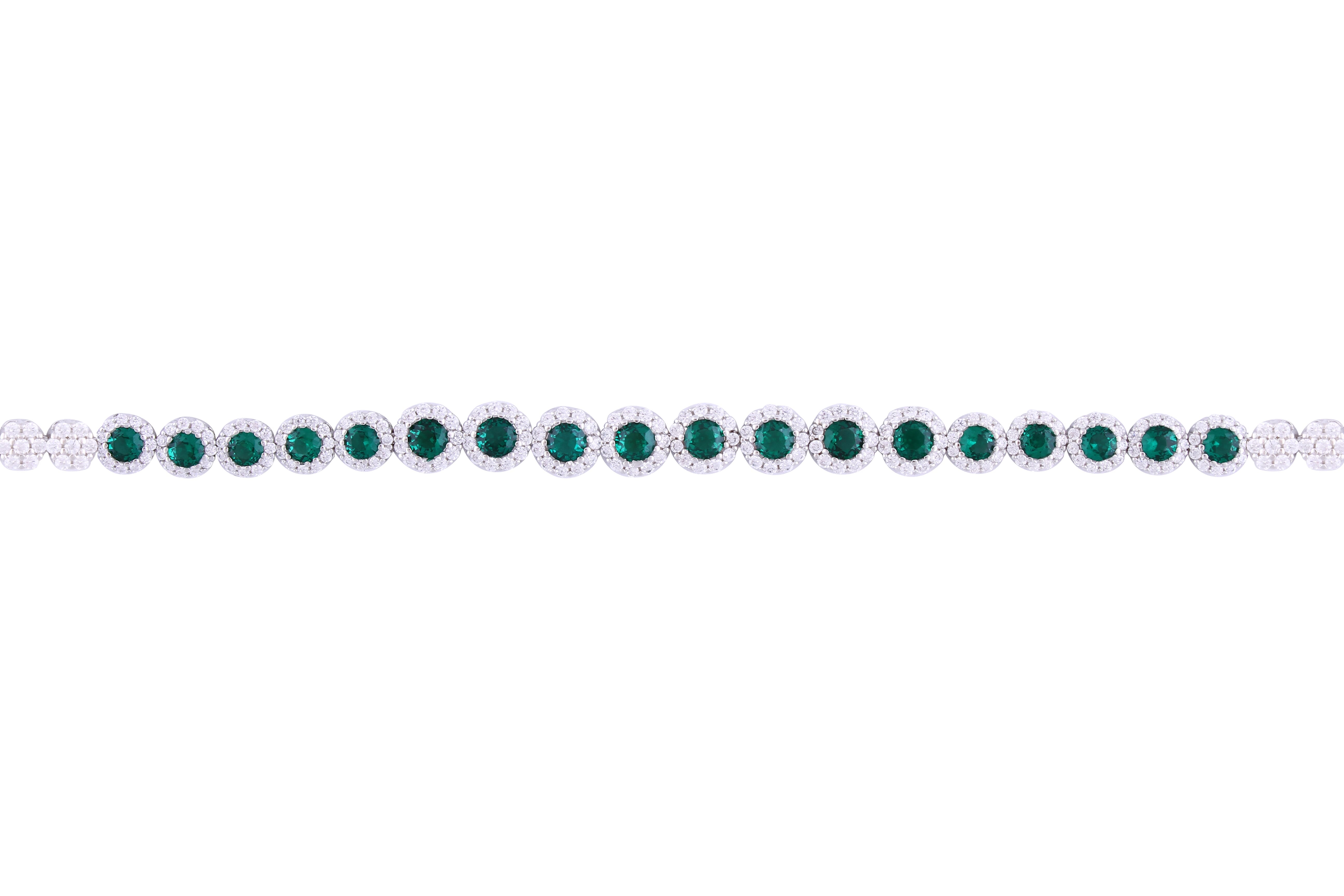 Asfour Crystal Tennis Bracelet With Turquoise Pear & Emerald Zircon In 925 Sterling Silver