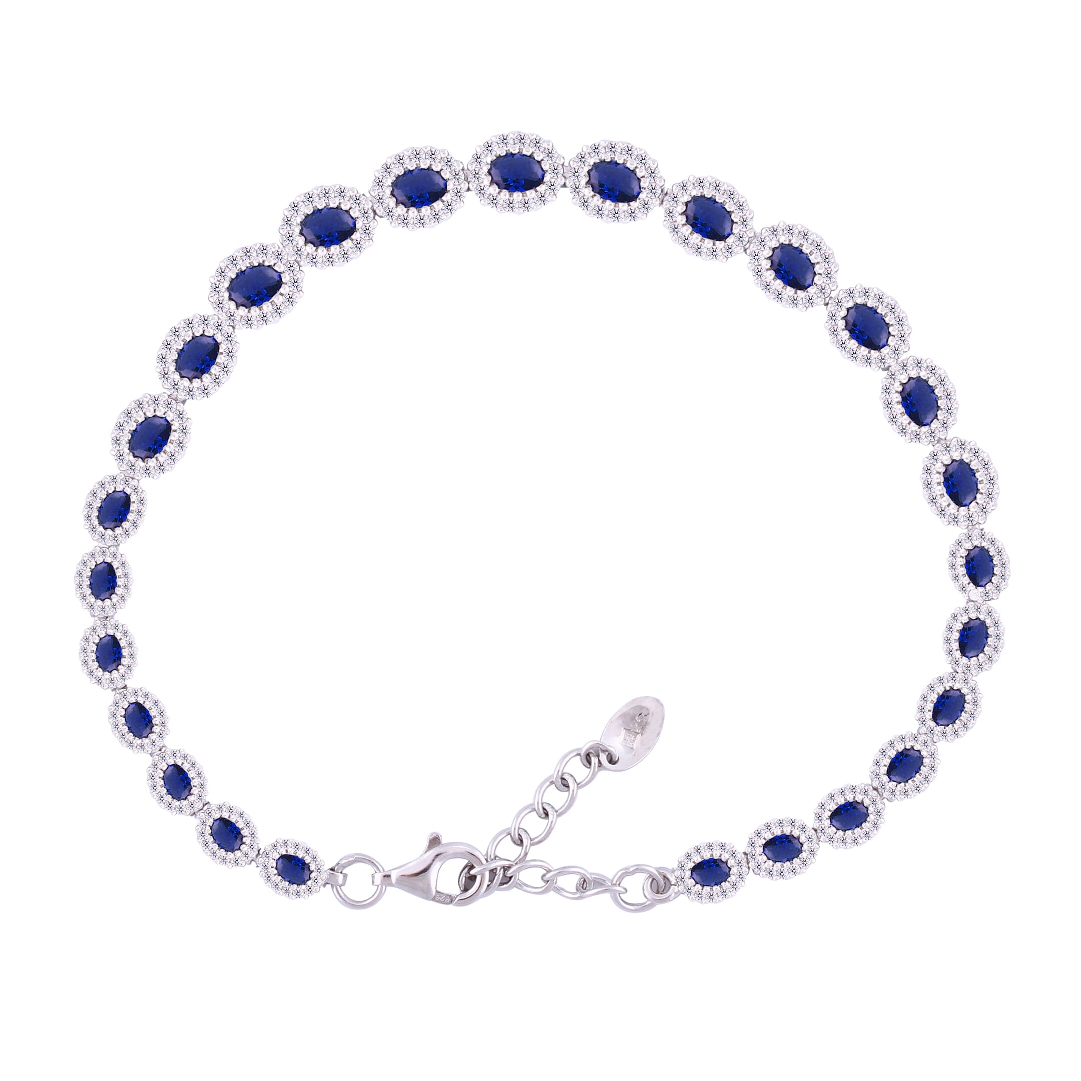 Asfour Crystal Tennis Bracelet With Turquoise Pear & Emerald Zircon In 925 Sterling Silver