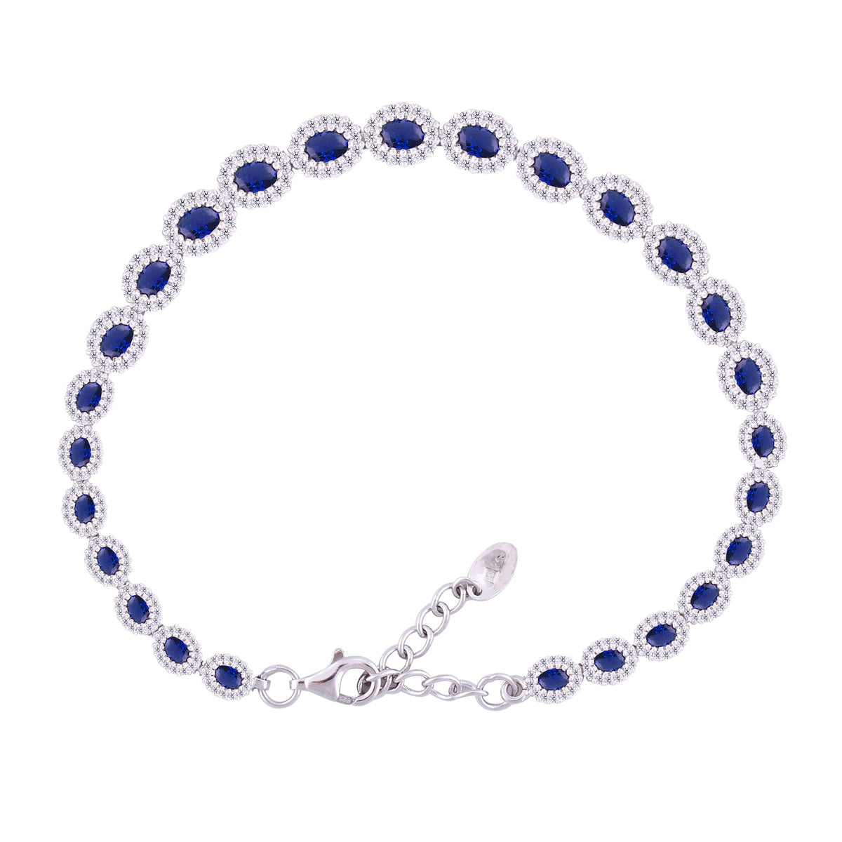 Asfour Crystal Tennis Bracelet With Turquoise Pear & Emerald Zircon In 925 Sterling Silver