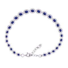 Asfour Crystal Tennis Bracelet With Turquoise Pear & Emerald Zircon In 925 Sterling Silver