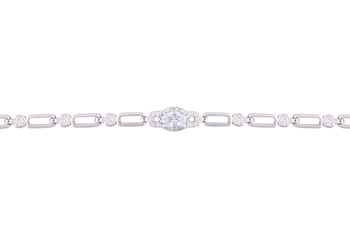 Asfour Crystal Tennis Bracelet With Turquoise Pear & Emerald Zircon In 925 Sterling Silver