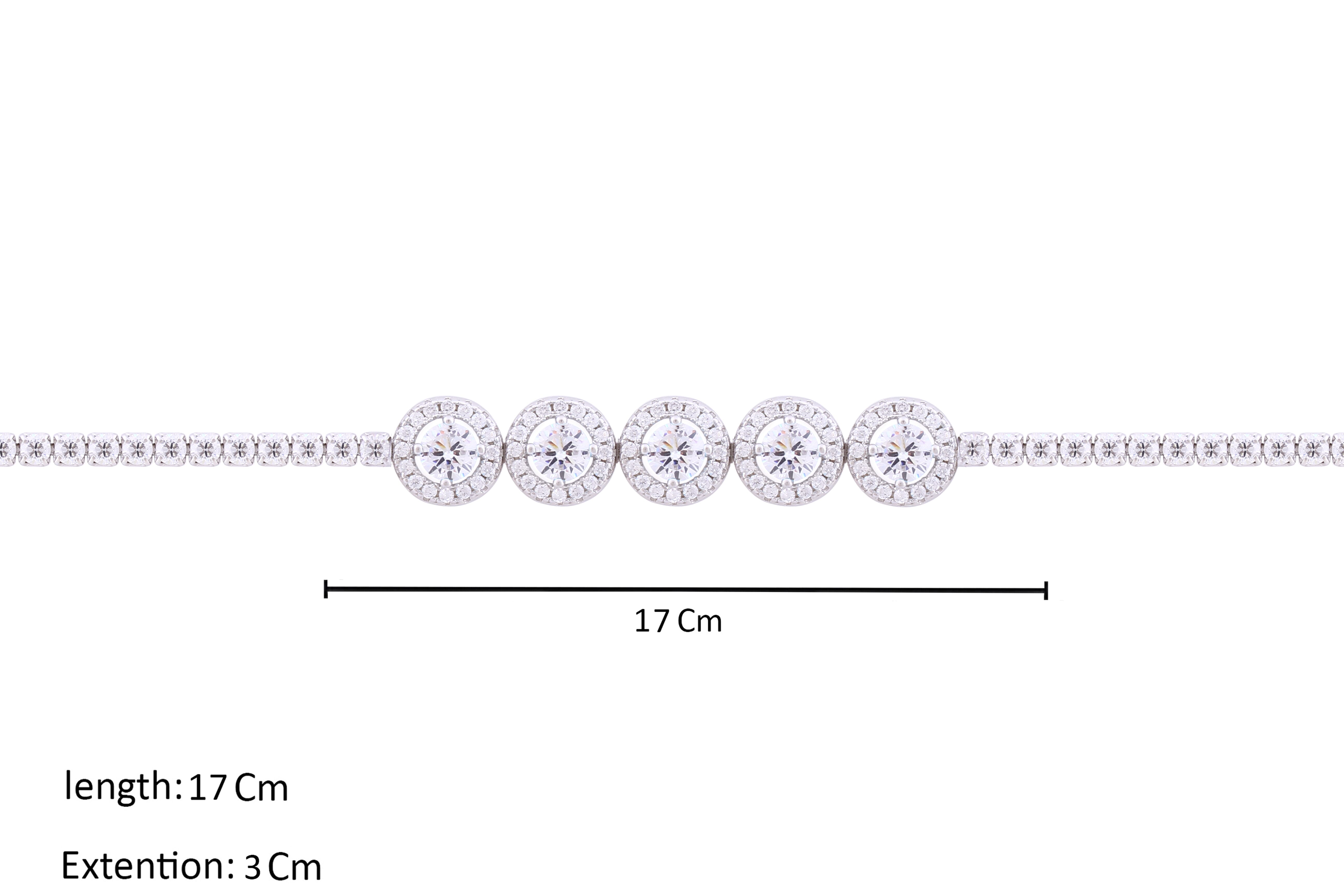 Asfour Crystal Tennis Bracelet With Round Design Inlaid With Zircon In 925 Sterling Silver-BM0052