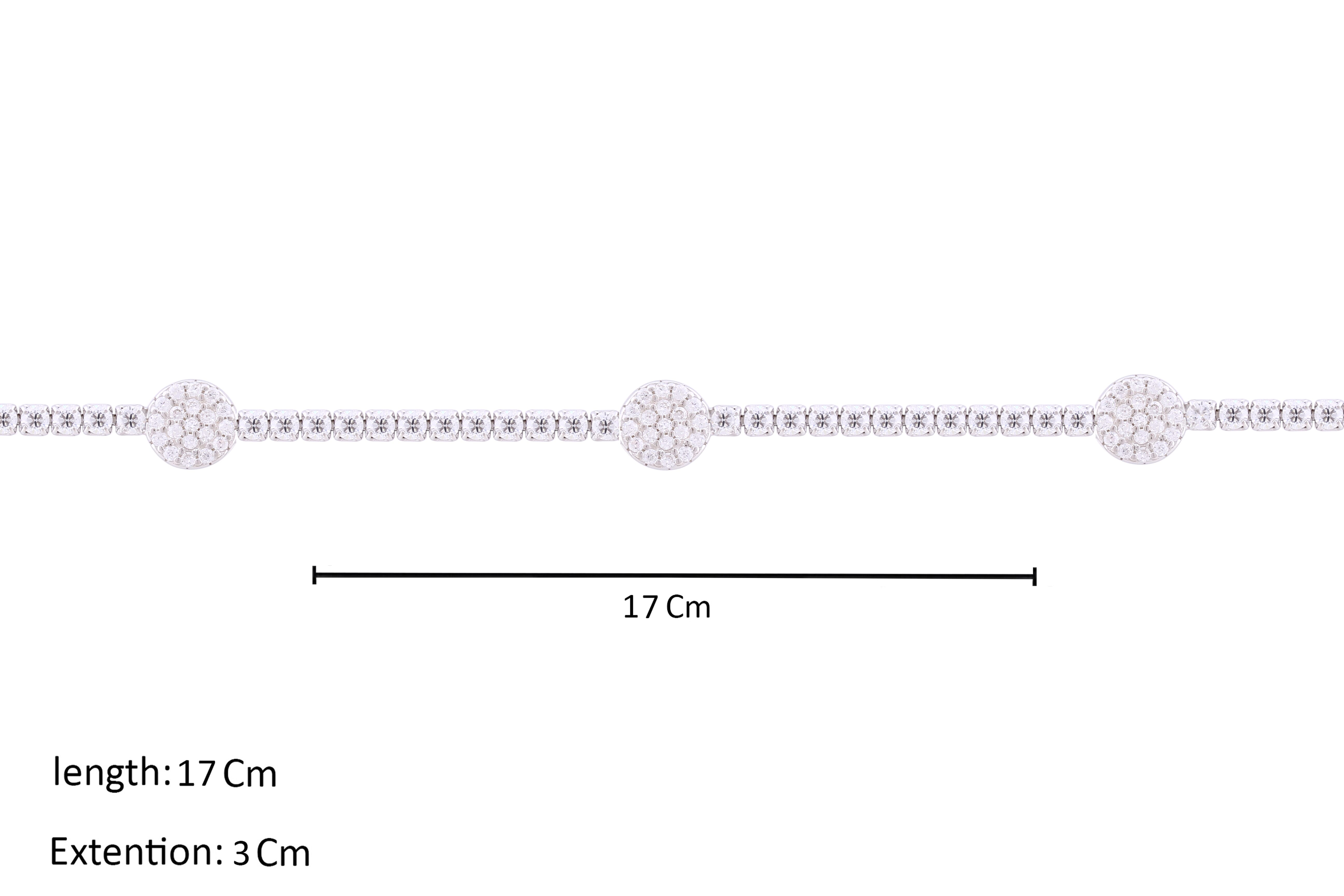 Asfour Crystal Tennis bracelet With Round Design Inlaid With Zircon In 925 Sterling Silver-BM0055