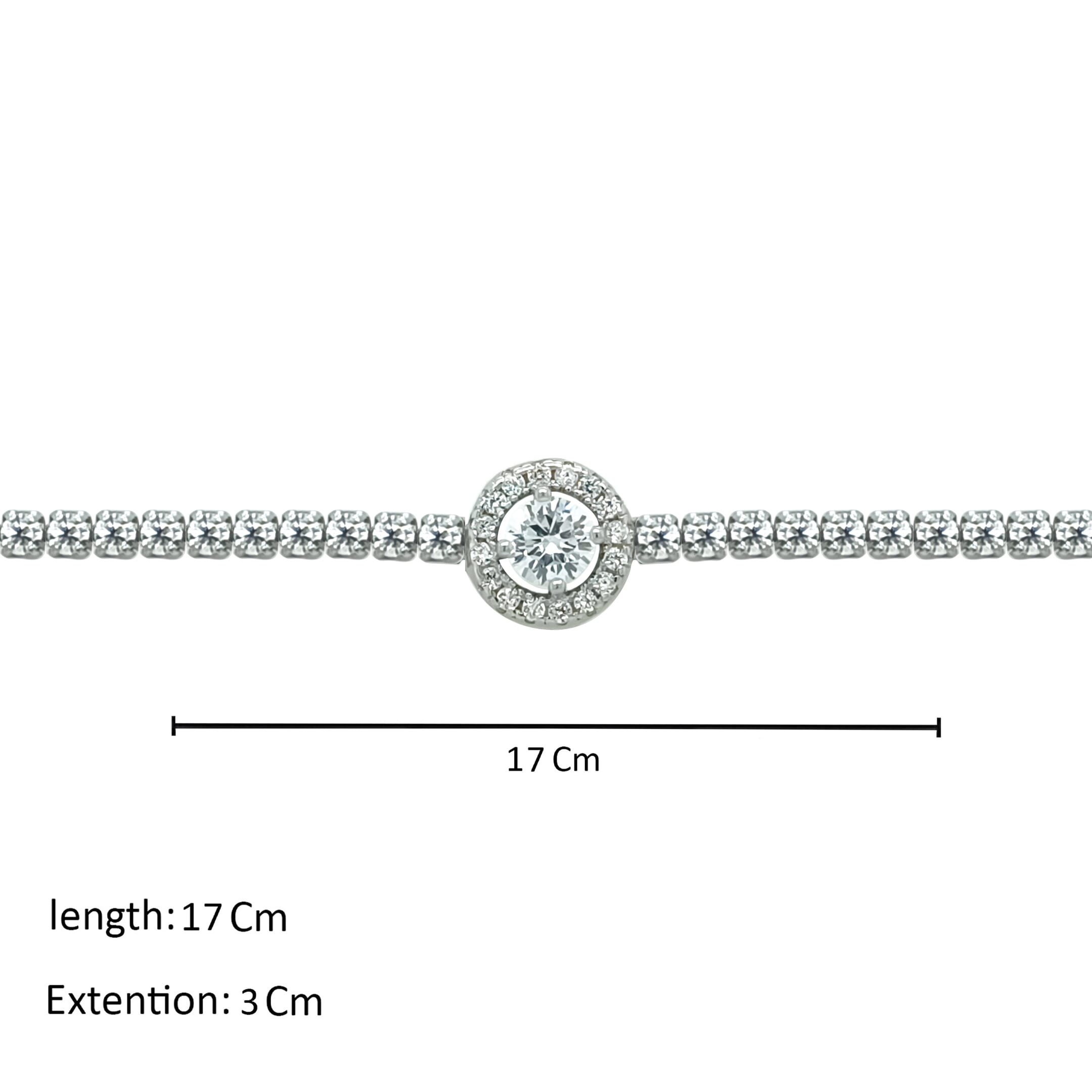 Asfour Crystal Tennis Bracelet With Decorative Round Design In 925 Sterling Silver-BM0059