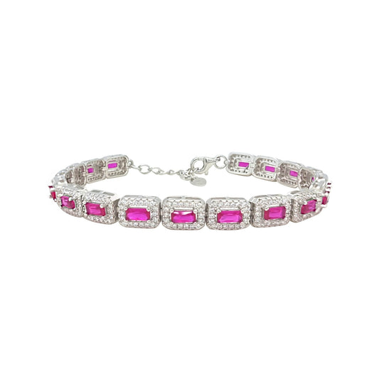 Asfour Crystal Tennis Bracelet With Turquoise Pear & Emerald Zircon In 925 Sterling Silver