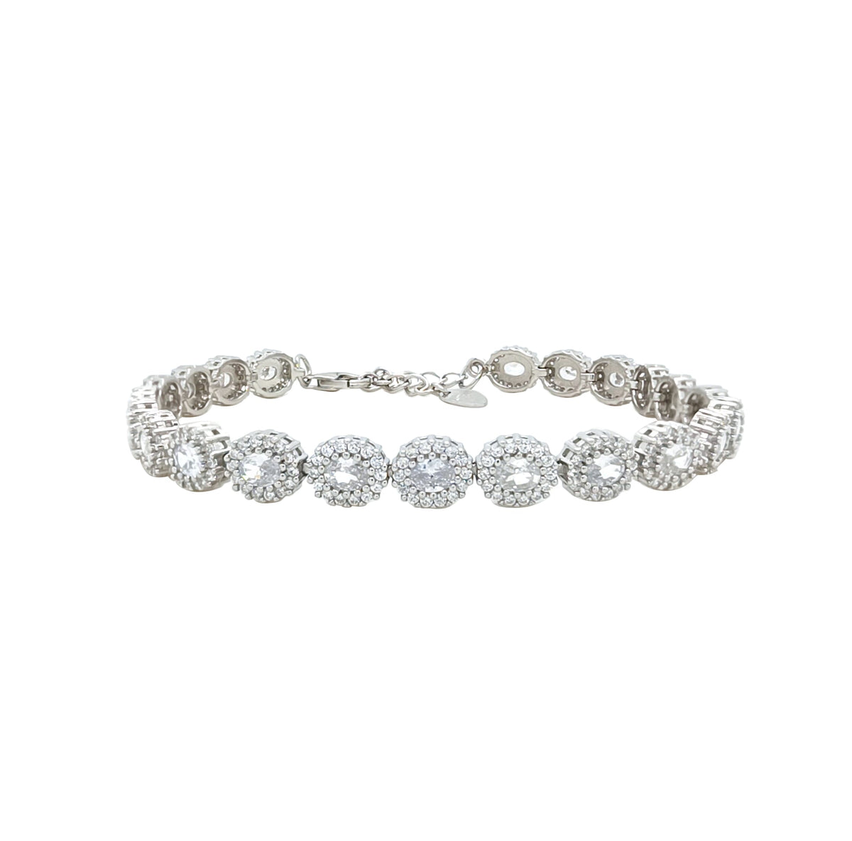 Asfour Crystal Tennis Bracelet With Turquoise Pear & Emerald Zircon In 925 Sterling Silver