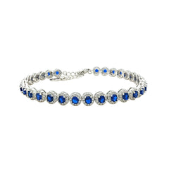 Asfour Crystal Tennis Bracelet With Turquoise Pear & Emerald Zircon In 925 Sterling Silver