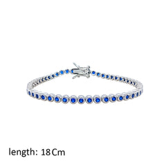 عصفور كريستال انسيال فضة تنس عيار 925 بتصميم دائري ازرق مرصع بالزركون - BM0071-B