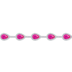 Asfour Crystal Tennis Bracelet With Turquoise Pear & Emerald Zircon In 925 Sterling Silver