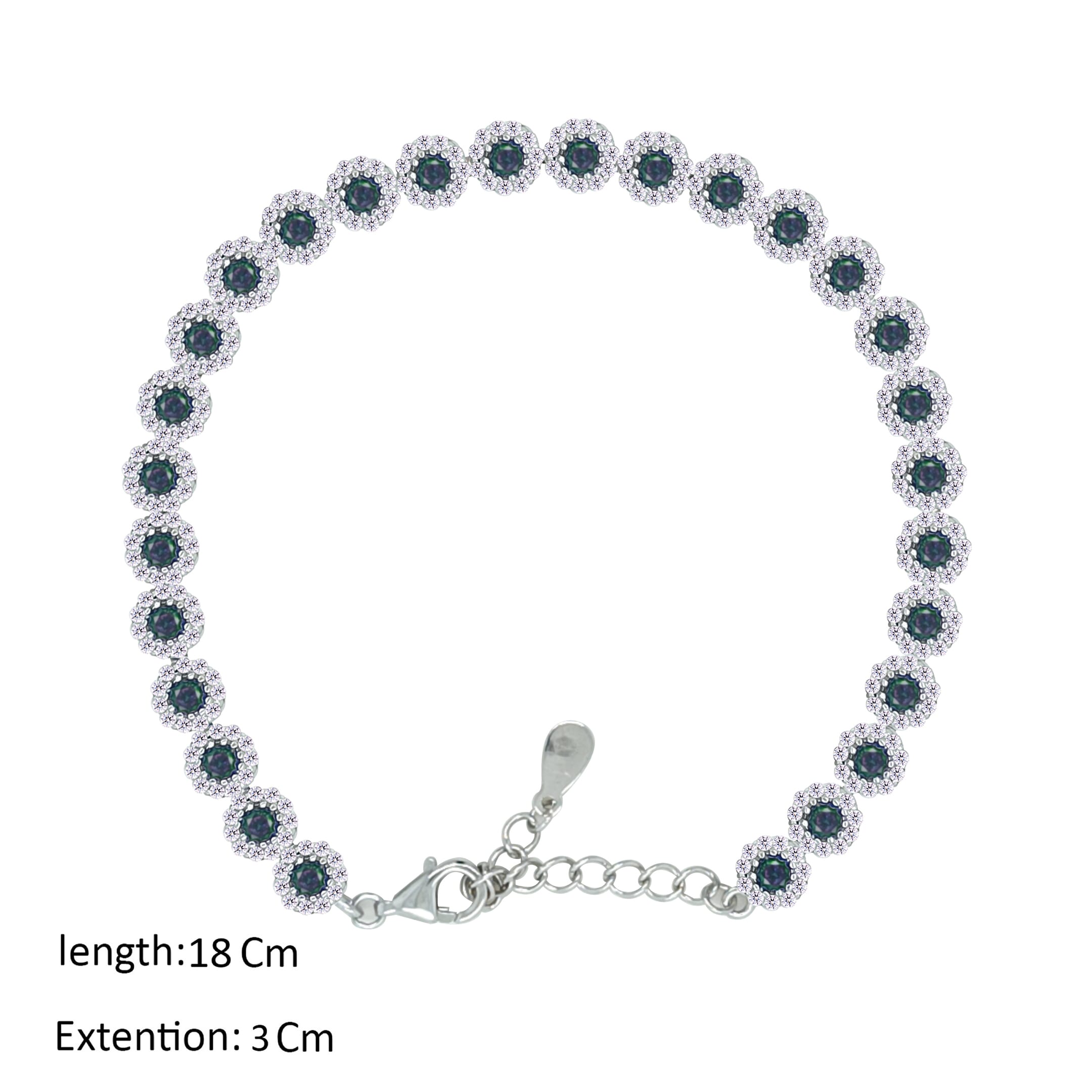 Asfour Crystal Tennis Bracelet With Multi Color Round Design In 925 Sterling Silver-BM0089-U-WAP