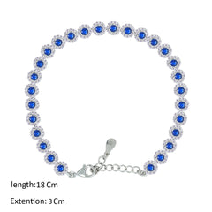 Asfour Creations Tennis Bracelet With Blue Round Design In 925 Sterling Silver – BM0089-WB