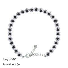 Asfour Creations Tennis Bracelet With Black Round Design In 925 Sterling Silver – BM0089-WP