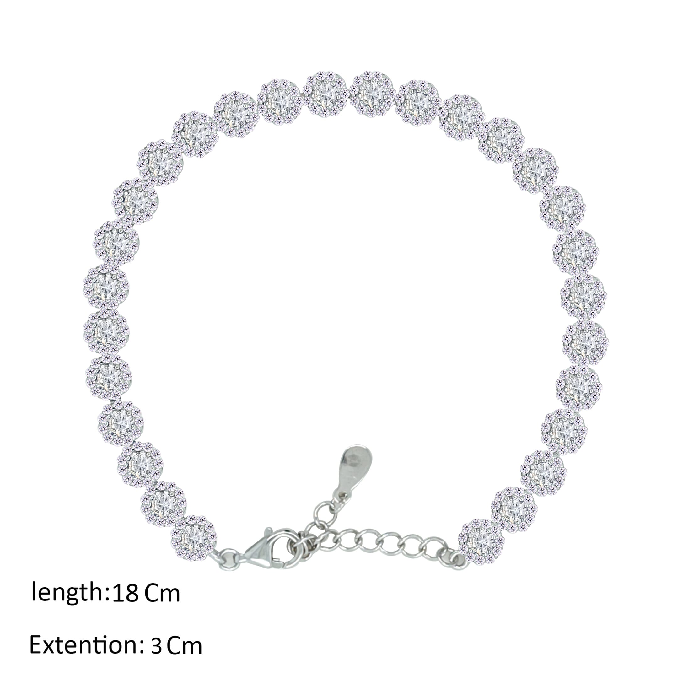 Asfour Crystal Tennis Bracelet With Zircon Round Design In 925 Sterling Silver-BM0089