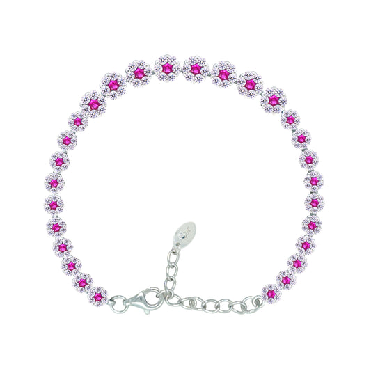 Asfour Crystal Tennis Bracelet With Turquoise Pear & Emerald Zircon In 925 Sterling Silver