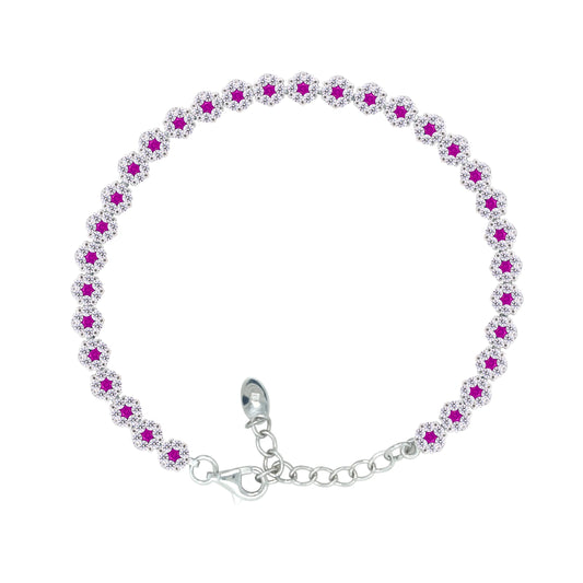 Asfour Crystal Tennis Bracelet With Turquoise Pear & Emerald Zircon In 925 Sterling Silver