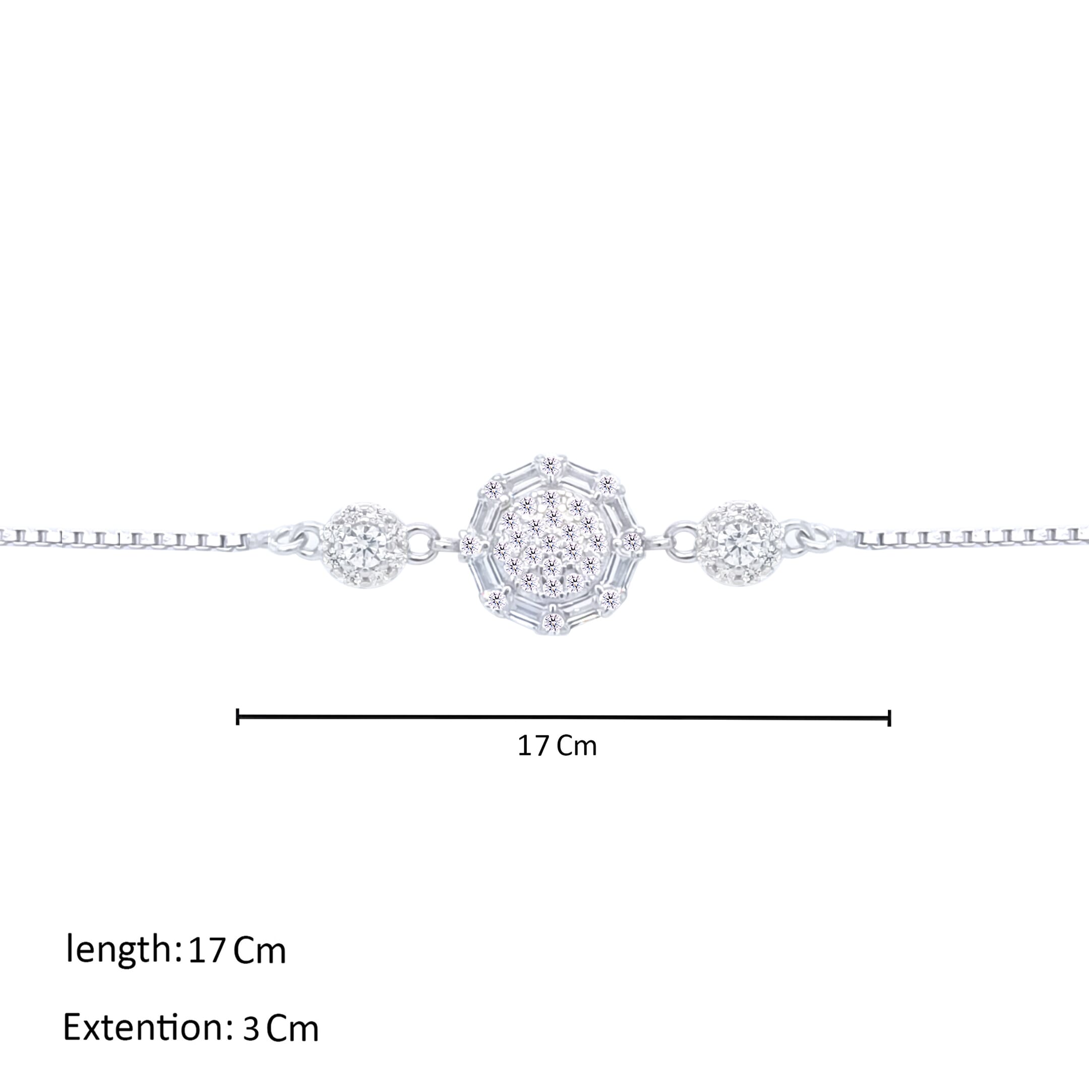 Asfour Crystal Chain Bracelet With Art Deco Design In 925 Sterling Silver-BM0098