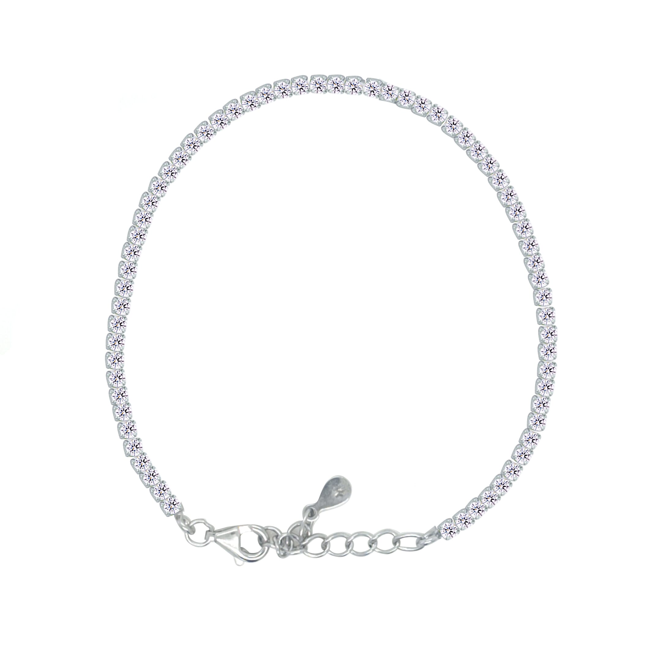Asfour Crystal Tennis Bracelet With Turquoise Pear & Emerald Zircon In 925 Sterling Silver