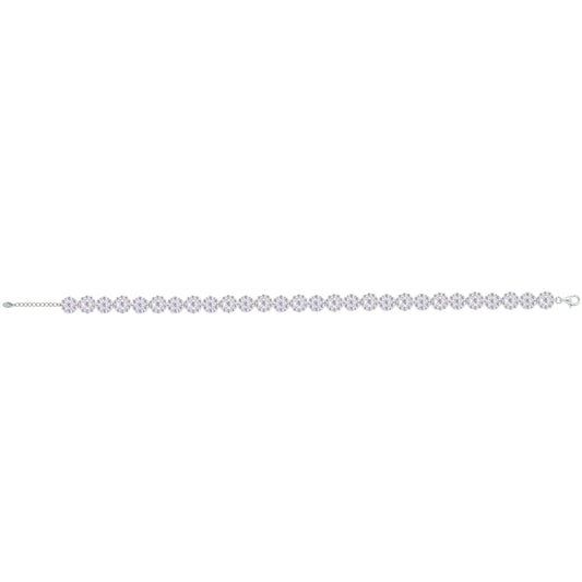 Asfour Crystal Tennis Bracelet With Round Design In 925 Sterling Silver-BM0109